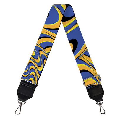 Blue And Yellow Motion Illusion Print Bag Strap