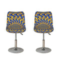Blue And Yellow Motion Illusion Print Bar Stool Covers