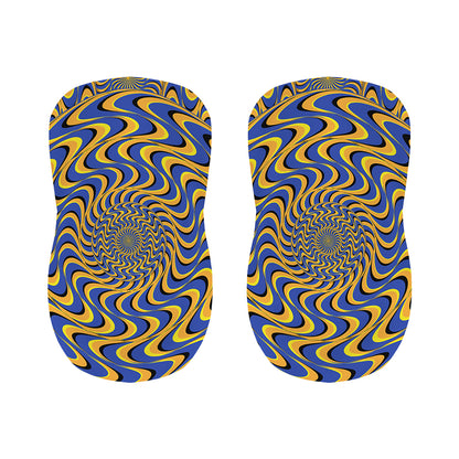 Blue And Yellow Motion Illusion Print Bar Stool Covers