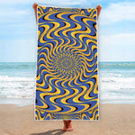 Blue And Yellow Motion Illusion Print Beach Towel
