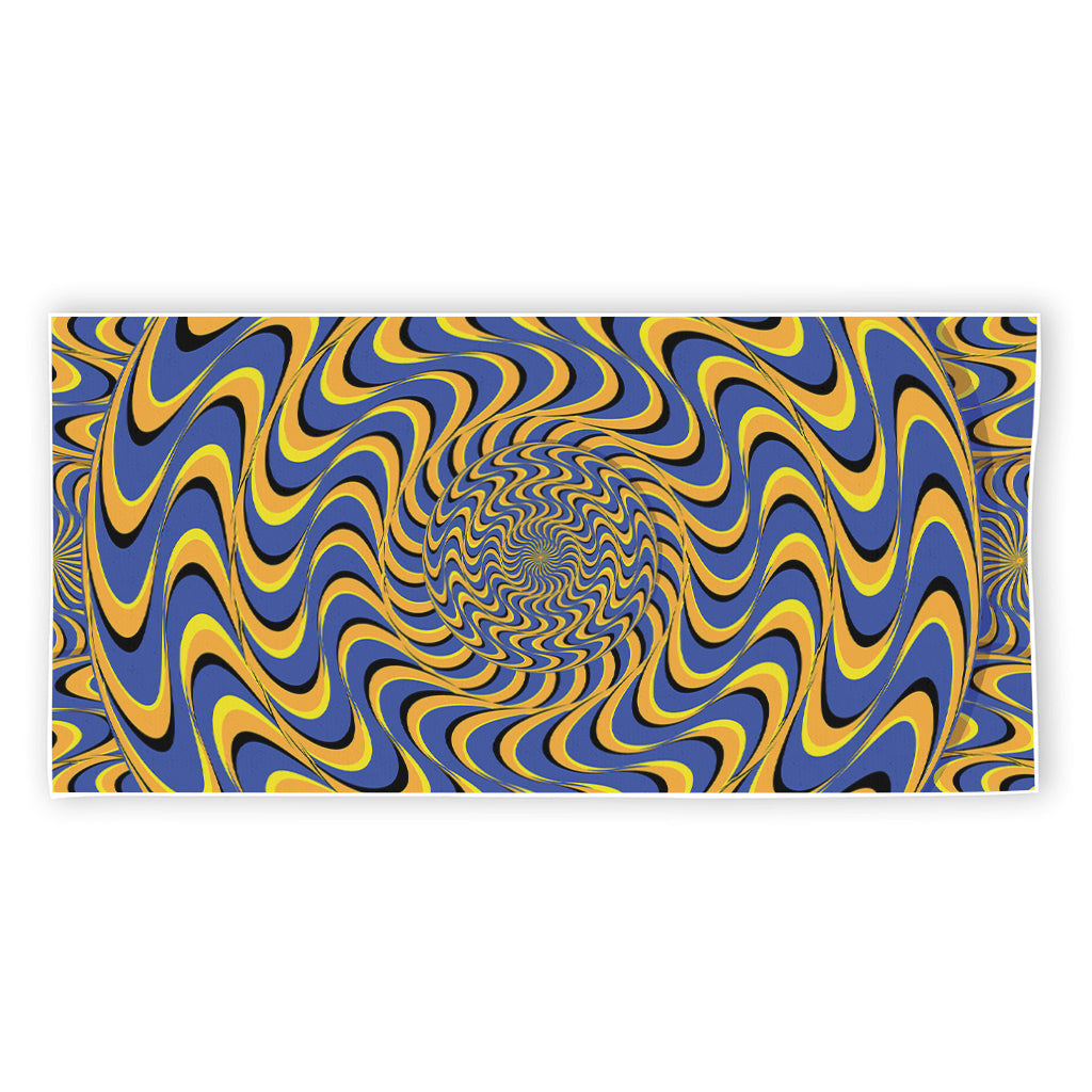 Blue And Yellow Motion Illusion Print Beach Towel