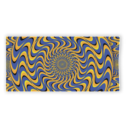 Blue And Yellow Motion Illusion Print Beach Towel