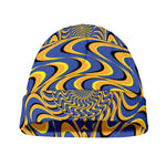 Blue And Yellow Motion Illusion Print Beanie