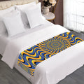 Blue And Yellow Motion Illusion Print Bed Runner