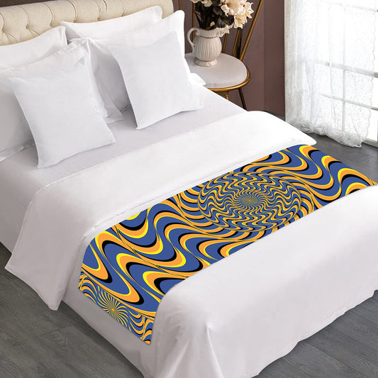Blue And Yellow Motion Illusion Print Bed Runner