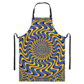 Blue And Yellow Motion Illusion Print Bib Apron With Pocket