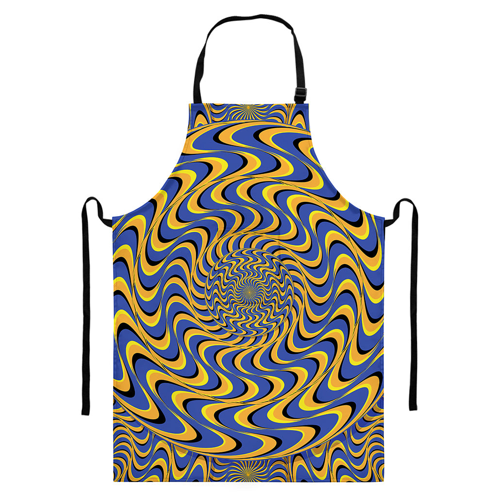 Blue And Yellow Motion Illusion Print Bib Apron With Pocket