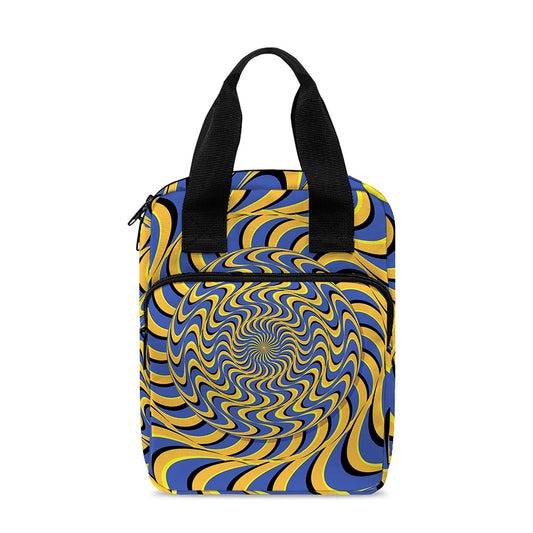 Blue And Yellow Motion Illusion Print Bible Tote Bag