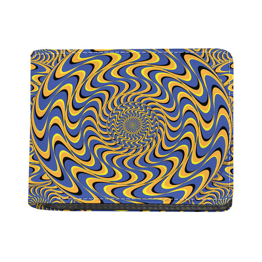 Blue And Yellow Motion Illusion Print Bifold Wallet