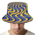 Blue And Yellow Motion Illusion Print Bucket Hat
