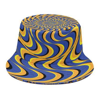 Blue And Yellow Motion Illusion Print Bucket Hat