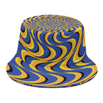 Blue And Yellow Motion Illusion Print Bucket Hat