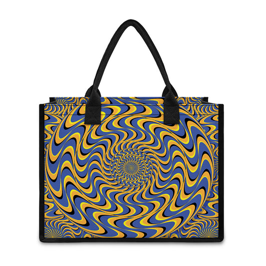 Blue And Yellow Motion Illusion Print Canvas Tote Bag