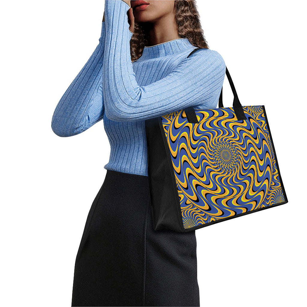 Blue And Yellow Motion Illusion Print Canvas Tote Bag