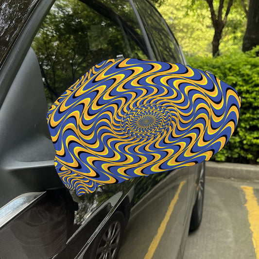 Blue And Yellow Motion Illusion Print Car Side Mirror Covers