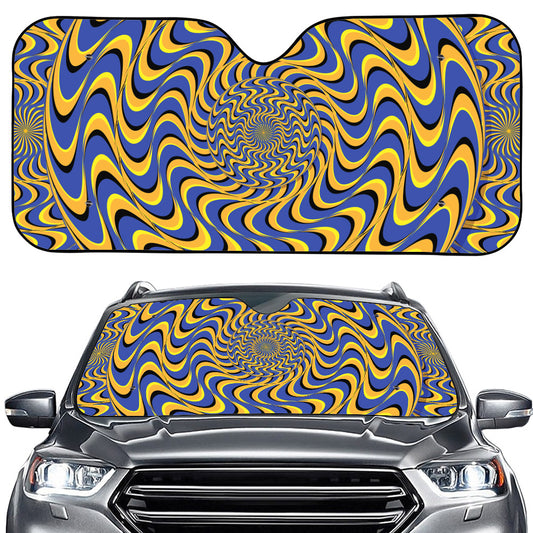 Blue And Yellow Motion Illusion Print Car Windshield Sun Shade
