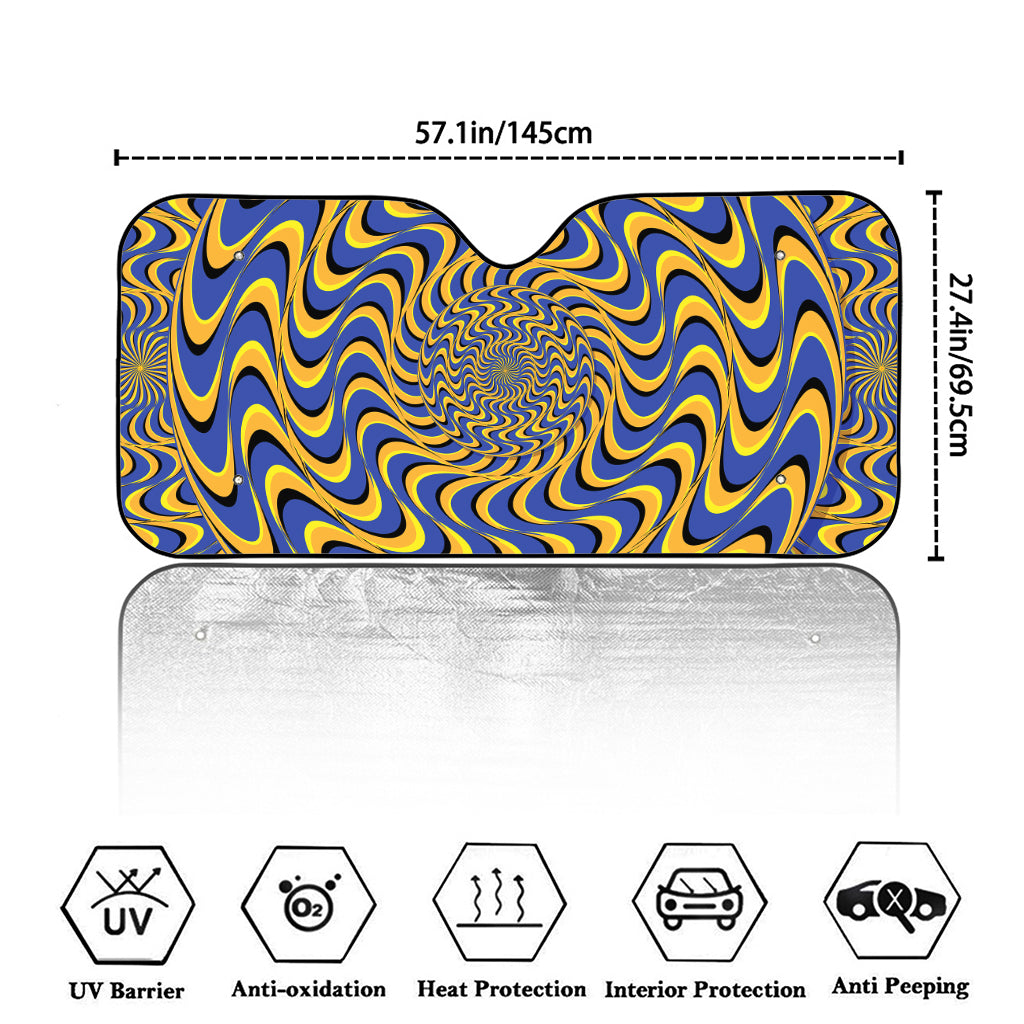 Blue And Yellow Motion Illusion Print Car Windshield Sun Shade