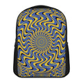 Blue And Yellow Motion Illusion Print Casual Backpack