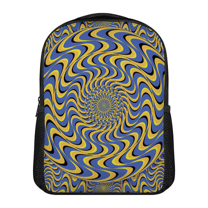 Blue And Yellow Motion Illusion Print Casual Backpack