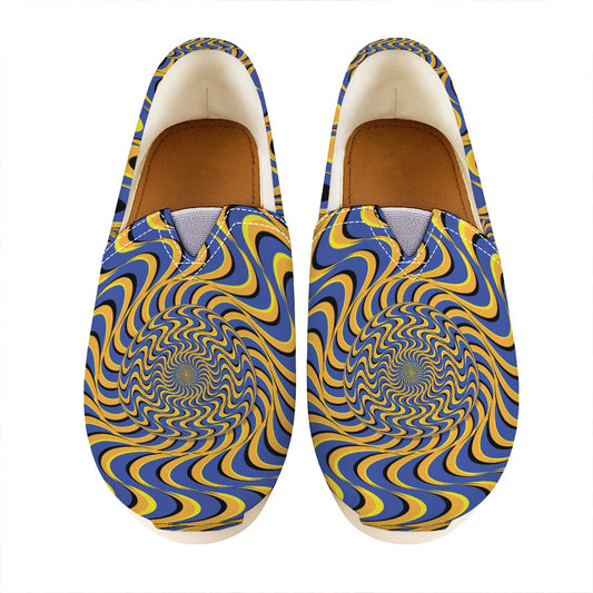 Blue And Yellow Motion Illusion Print Casual Shoes