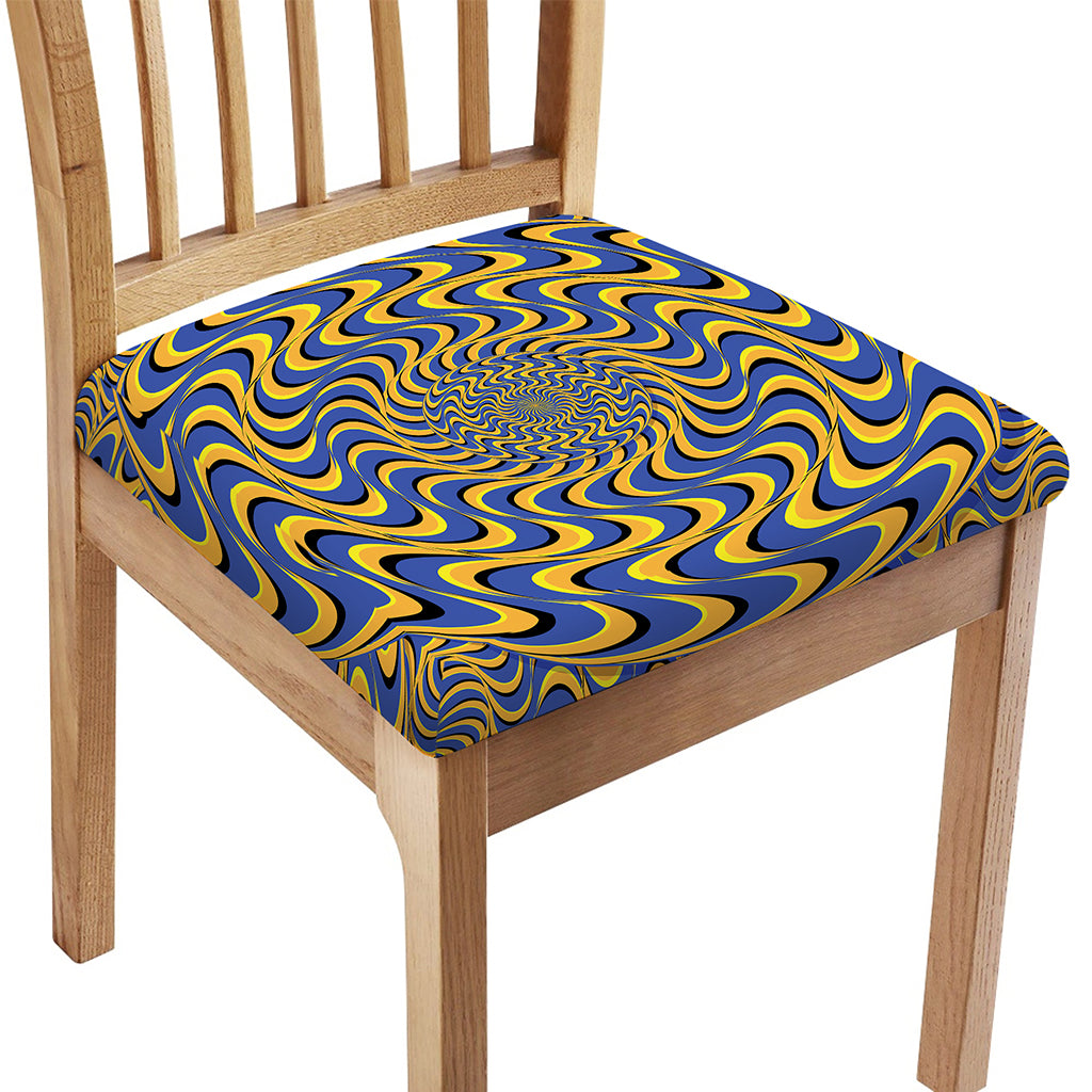 Blue And Yellow Motion Illusion Print Chair Cushion Cover