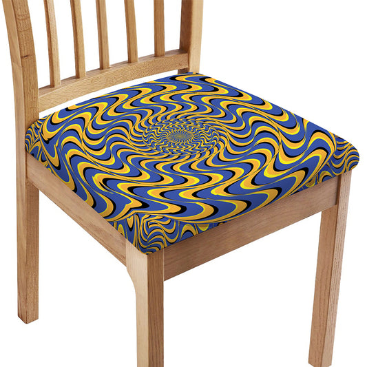Blue And Yellow Motion Illusion Print Chair Cushion Cover