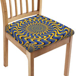 Blue And Yellow Motion Illusion Print Chair Cushion Cover