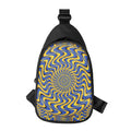 Blue And Yellow Motion Illusion Print Sling Bag