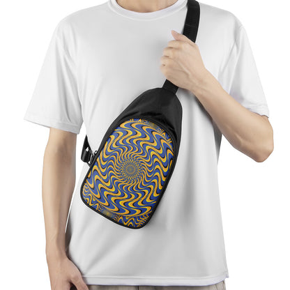 Blue And Yellow Motion Illusion Print Chest Bag