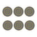 Blue And Yellow Motion Illusion Print Coaster Set
