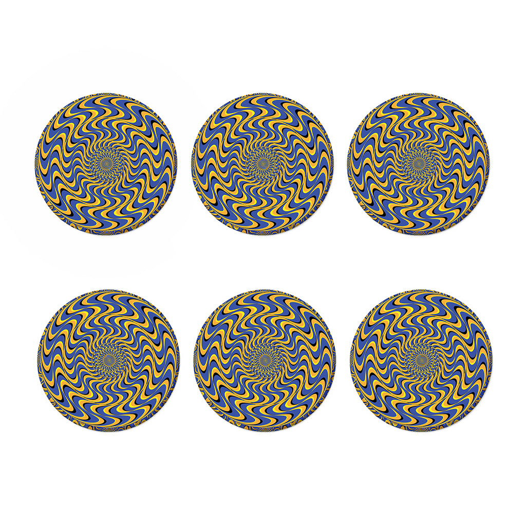 Blue And Yellow Motion Illusion Print Coaster Set