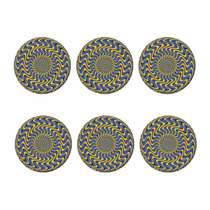 Blue And Yellow Motion Illusion Print Coaster Set