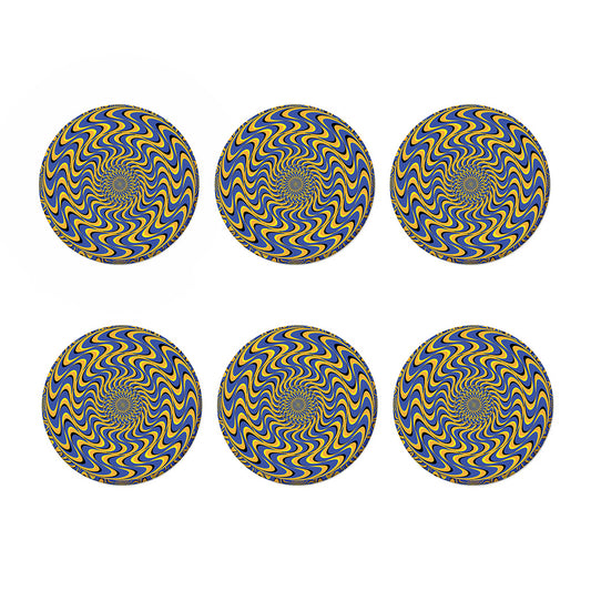 Blue And Yellow Motion Illusion Print Coaster Set