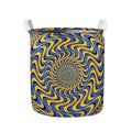 Blue And Yellow Motion Illusion Print Collapsible Laundry Basket