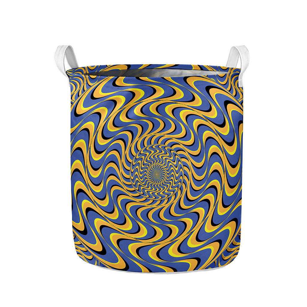 Blue And Yellow Motion Illusion Print Collapsible Laundry Basket