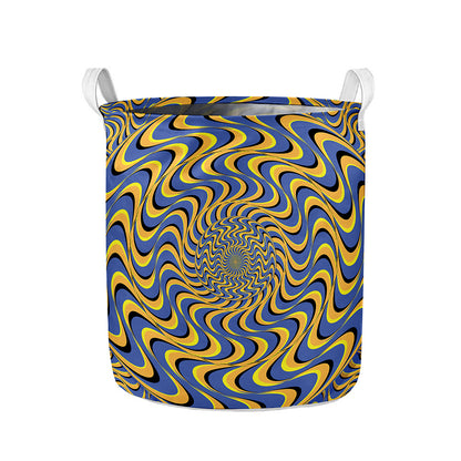 Blue And Yellow Motion Illusion Print Collapsible Laundry Basket
