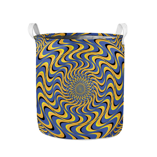 Blue And Yellow Motion Illusion Print Collapsible Laundry Basket