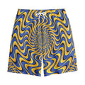 Blue And Yellow Motion Illusion Print Cotton Shorts