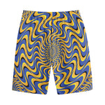Blue And Yellow Motion Illusion Print Cotton Shorts