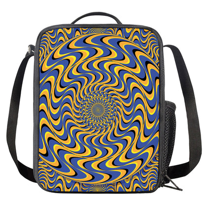Blue And Yellow Motion Illusion Print Crossbody Lunch Bag