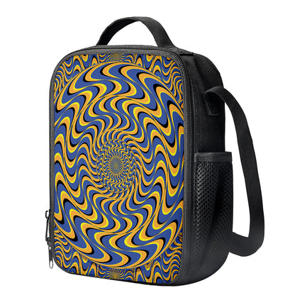 Blue And Yellow Motion Illusion Print Crossbody Lunch Bag