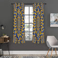 Blue And Yellow Motion Illusion Print Grommet Curtain Panels
