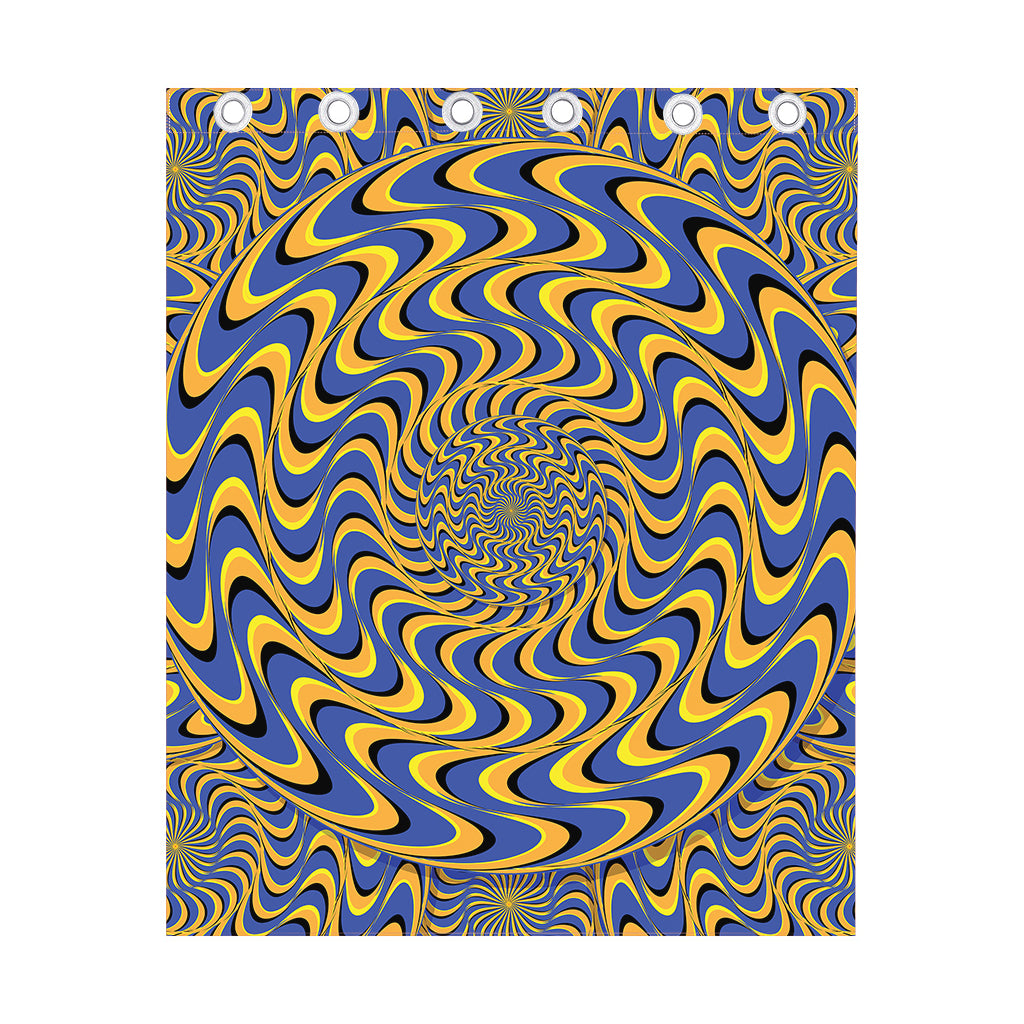 Blue And Yellow Motion Illusion Print Curtain