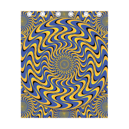Blue And Yellow Motion Illusion Print Curtain