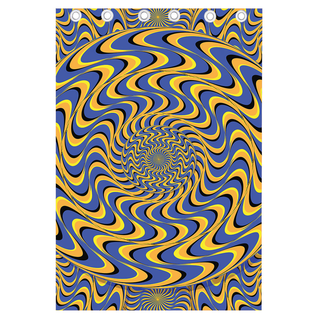 Blue And Yellow Motion Illusion Print Curtain