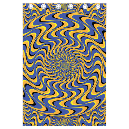 Blue And Yellow Motion Illusion Print Curtain