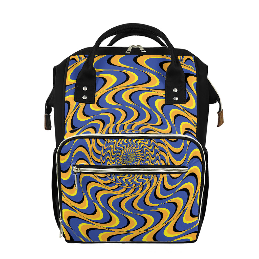 Blue And Yellow Motion Illusion Print Diaper Bag