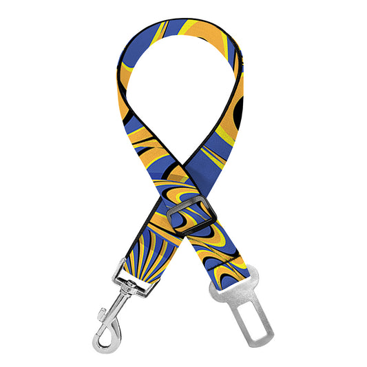 Blue And Yellow Motion Illusion Print Dog Seat Belt