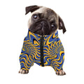 Blue And Yellow Motion Illusion Print Dog Zip Up Jacket