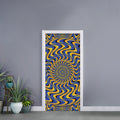Blue And Yellow Motion Illusion Print Door Sticker